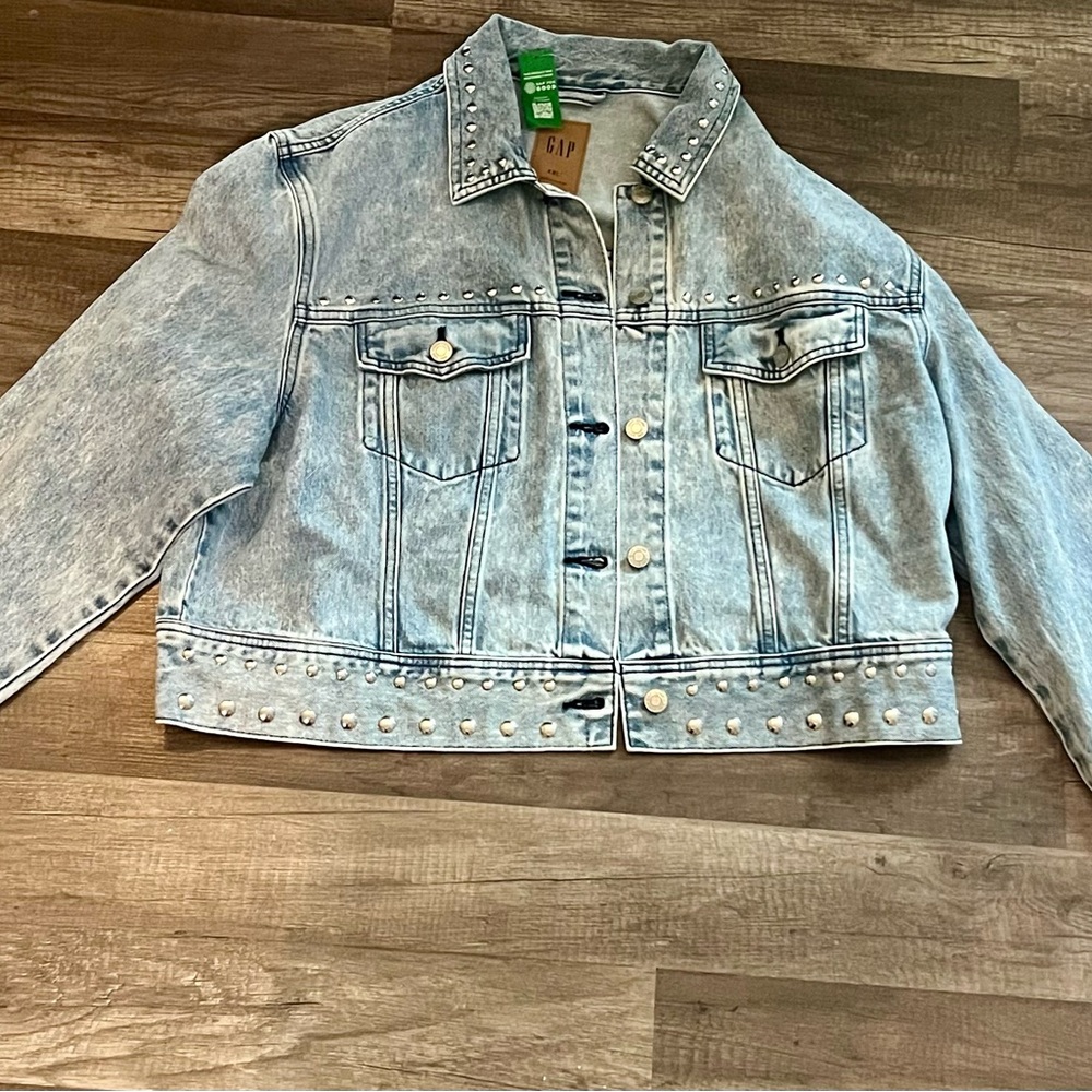 GAP Light Blue Denim Jacket with Stud Accents